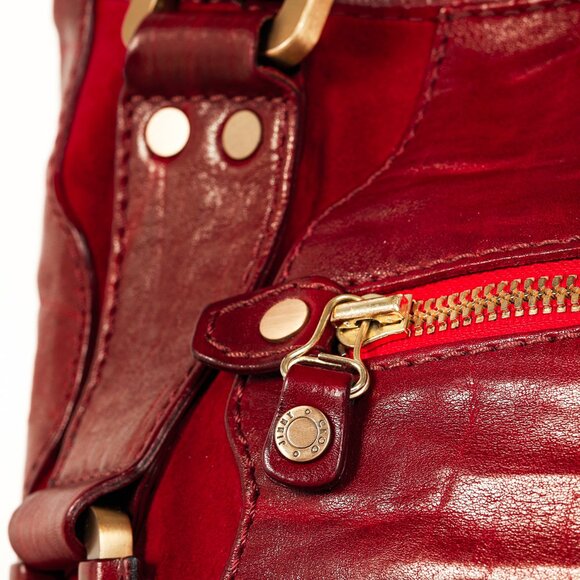 Jimmy Choo Mahala Red Slouchy Leather & Suede Shoulder Bag - Picture 9 of 13